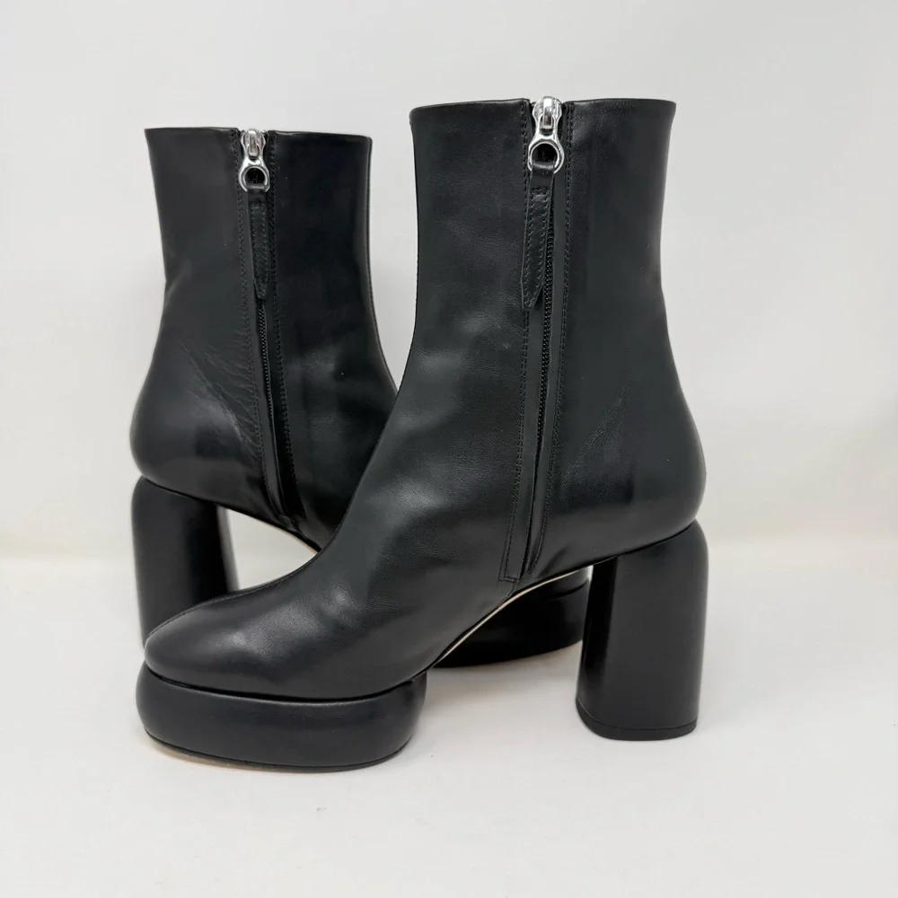 New Aeyde Emmy Boot In Black Leather Sz 38